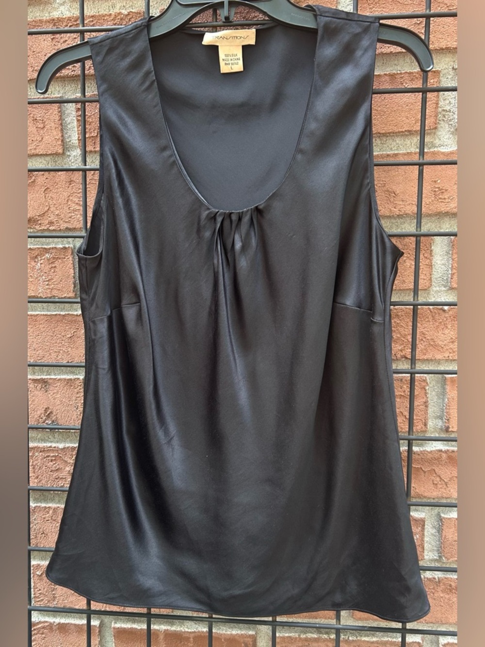 Transitions Black Silk Scoop-Neck Camisole 100% Silk